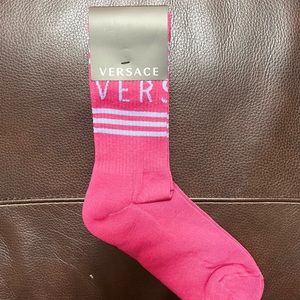Versace Pink logo socks sz M
